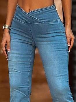 Flamingals Flared Wide Leg High Rise Casual Wash Wrap Denim Jeans Flamingals Flared Wide Leg High Rise Casual Wash Wrap Denim Jeans